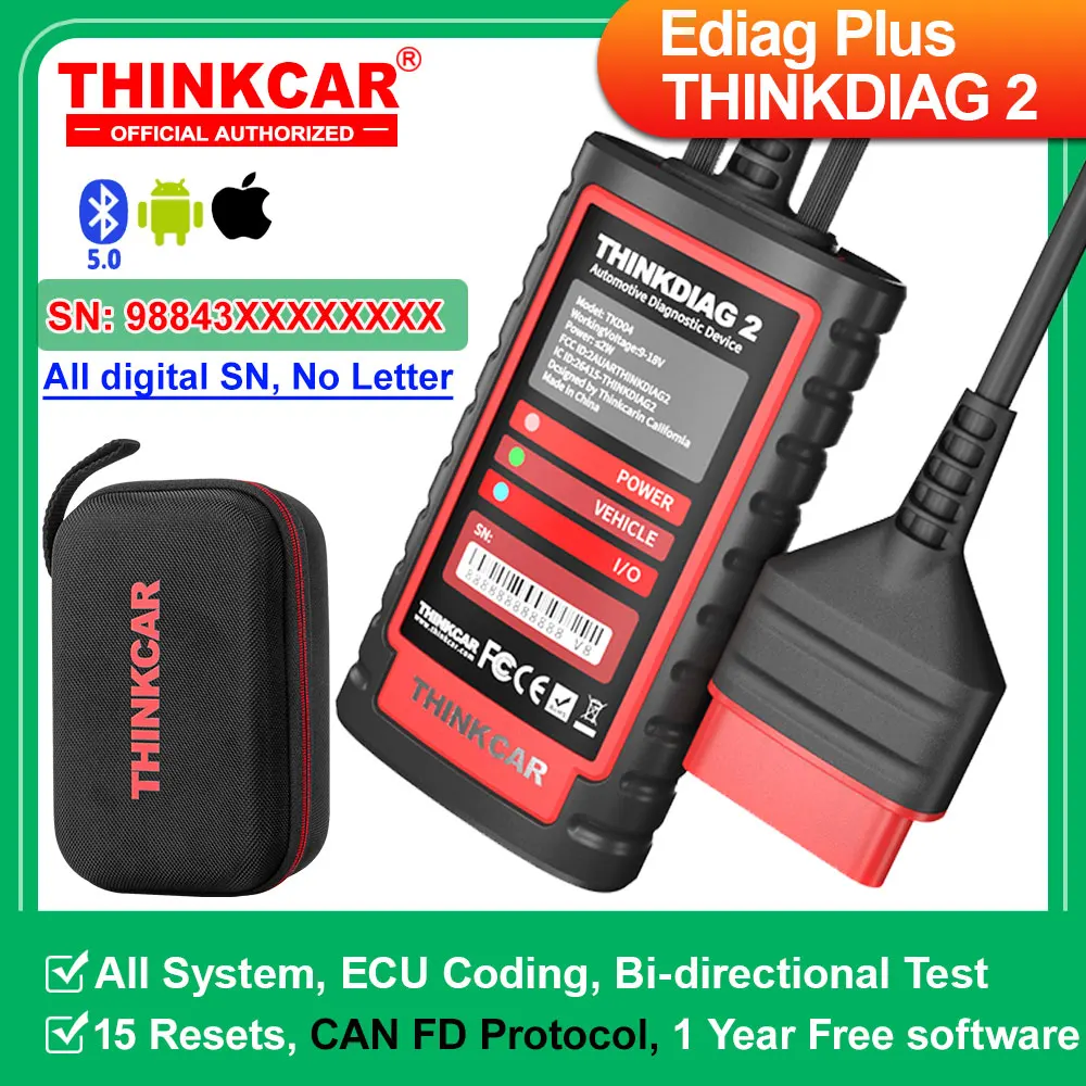 KINGBOLEN Ediag Plus, THINKCAR THINKDIAG 2 CANFD ALL System ECU Coding Active Test 16 Reset OBD2 Scanner Car Diagnostic Tools