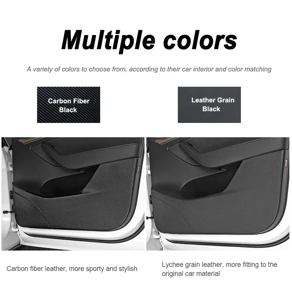 Für Tesla Model 3 Y 2026 Autotür Anti-Kick-Matte Panel Leder Kohlefaser Innenraum Handschuhfach Schutzaufkleber Auto-Zubehör – Detail 6