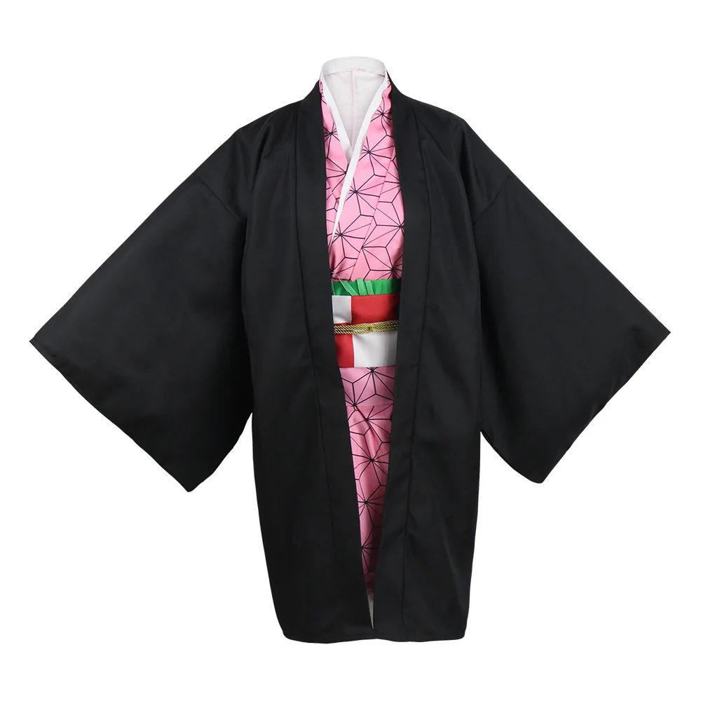 Anime Nezuko Cosplay Kamado Nezuko Cosplay Costume Nezuko Wig Uniform with Props for Adult Kids Halloween Carnival Costumes - view 2