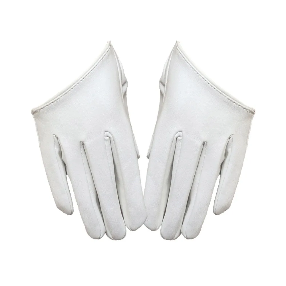 여성용 PU 장갑 흰색 풀 핑거 웨딩 연회 무대 공연 우아한 파티 의상 반손가락 장갑