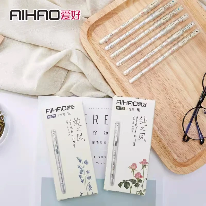 

12Pcs AIHAO 8653 Gel Pen 0.35mm Black Red Blue Dark Blue Ink Signature Pen Student Examination Water Pen Gel Pen Office Supplies