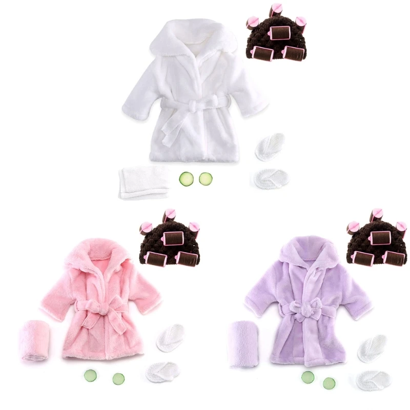 

Baby Photography Costume Headwrap & Bathrobe Night Robe for Newborn Photoshoot Skin-Friendly Infant Clothes Photo Suit