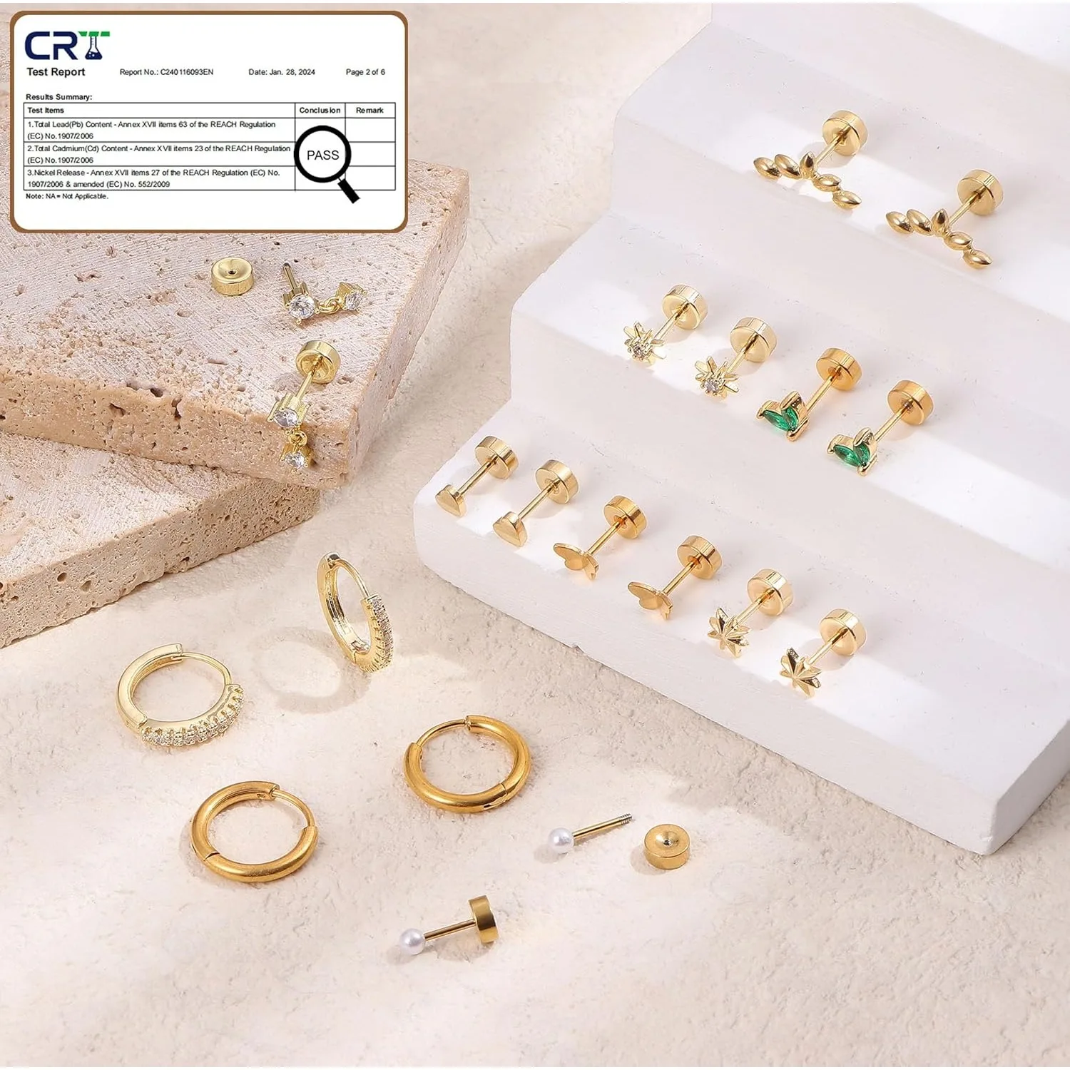 Bobisty 10Pairs Surgical Steel Earrings Cartilage Hoop for Sensitive Ears Women Trendy Flat Back Studs Stacks Tragus Piercing