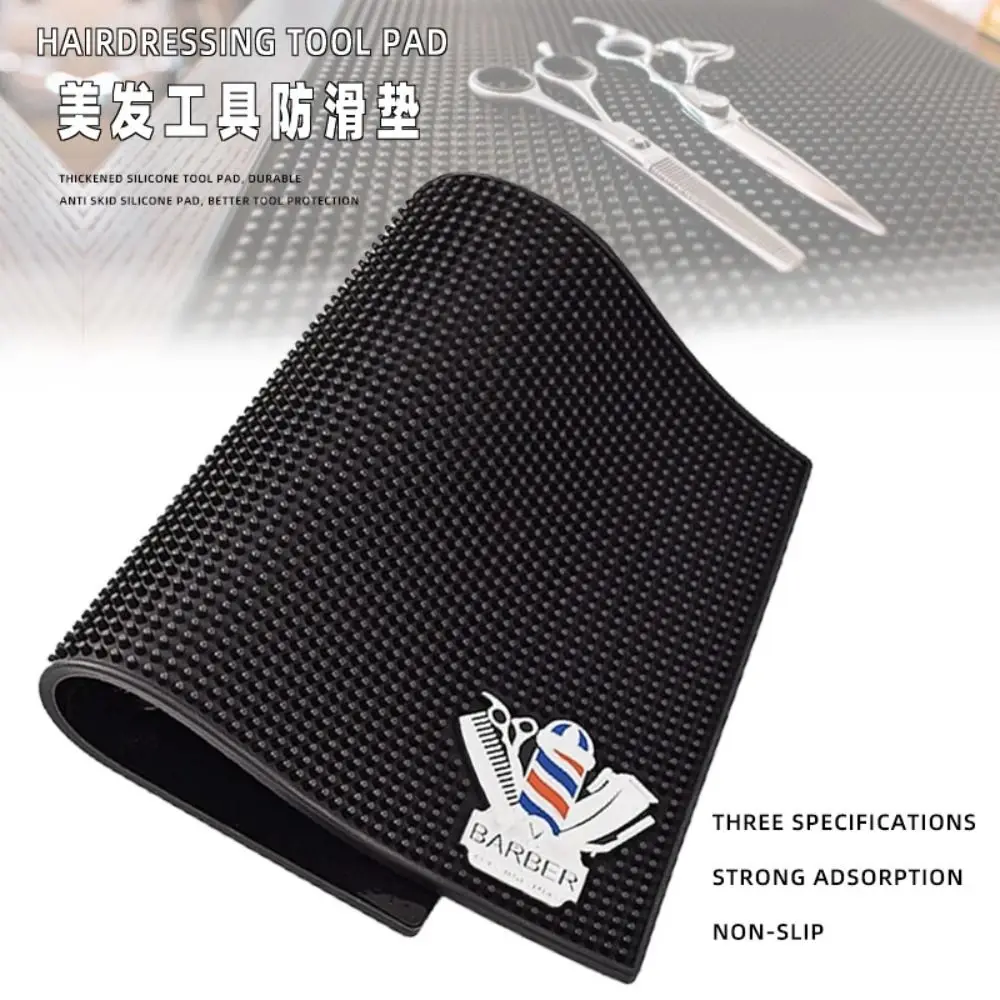 

Black Anti Slip Barber Station Pad Haircut Tools Storage Heat Resistant Hairdressing Tools Pad Siliconen Mat