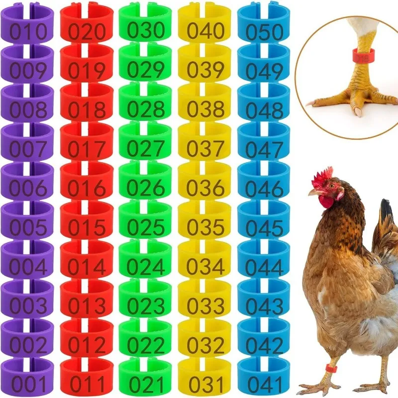 1.6/1.8/2.0cm 001~100 Chicken Foot Ring Turkeys Quail Easy Install & Remove Manually Poultry Carry 100 Pcs