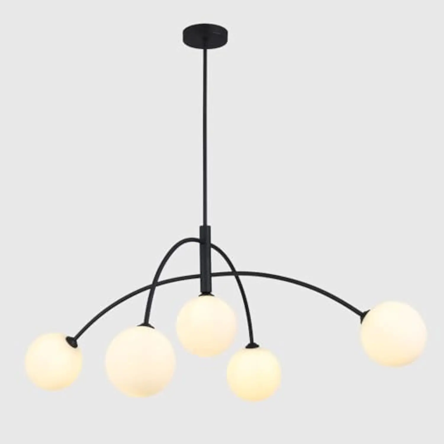 

Mid Century Chandelier Black Ceiling Light 5 Light Sputnik Light Fixture with White Glass Globe Adjustable Modern Sputnik Chand
