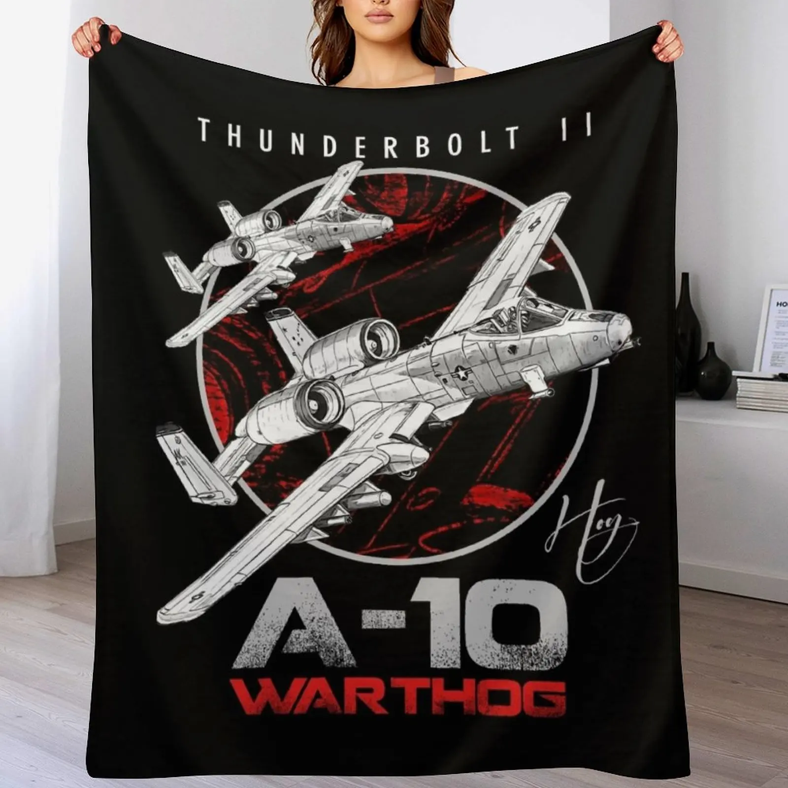 

A-10 Thunderbolt II Warthog subsonic attack aircraft nicknamed Hog Us Air Force Fighterjet Throw Blanket Thin Blankets