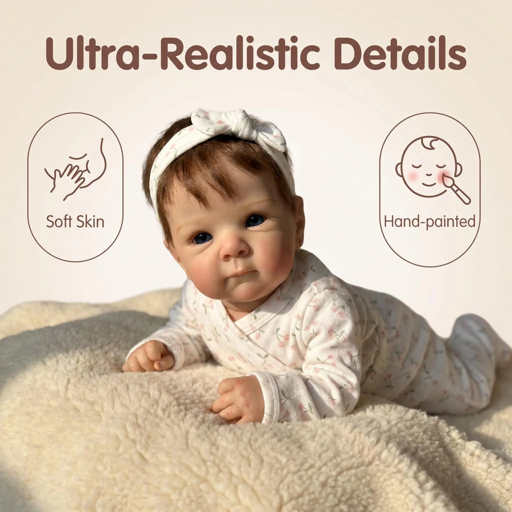 NPK Soft Body Reborn Baby Doll 18inch Bettie with 3D Skin Multiple Layers Painting with hand rooted Hiar Touch Doll