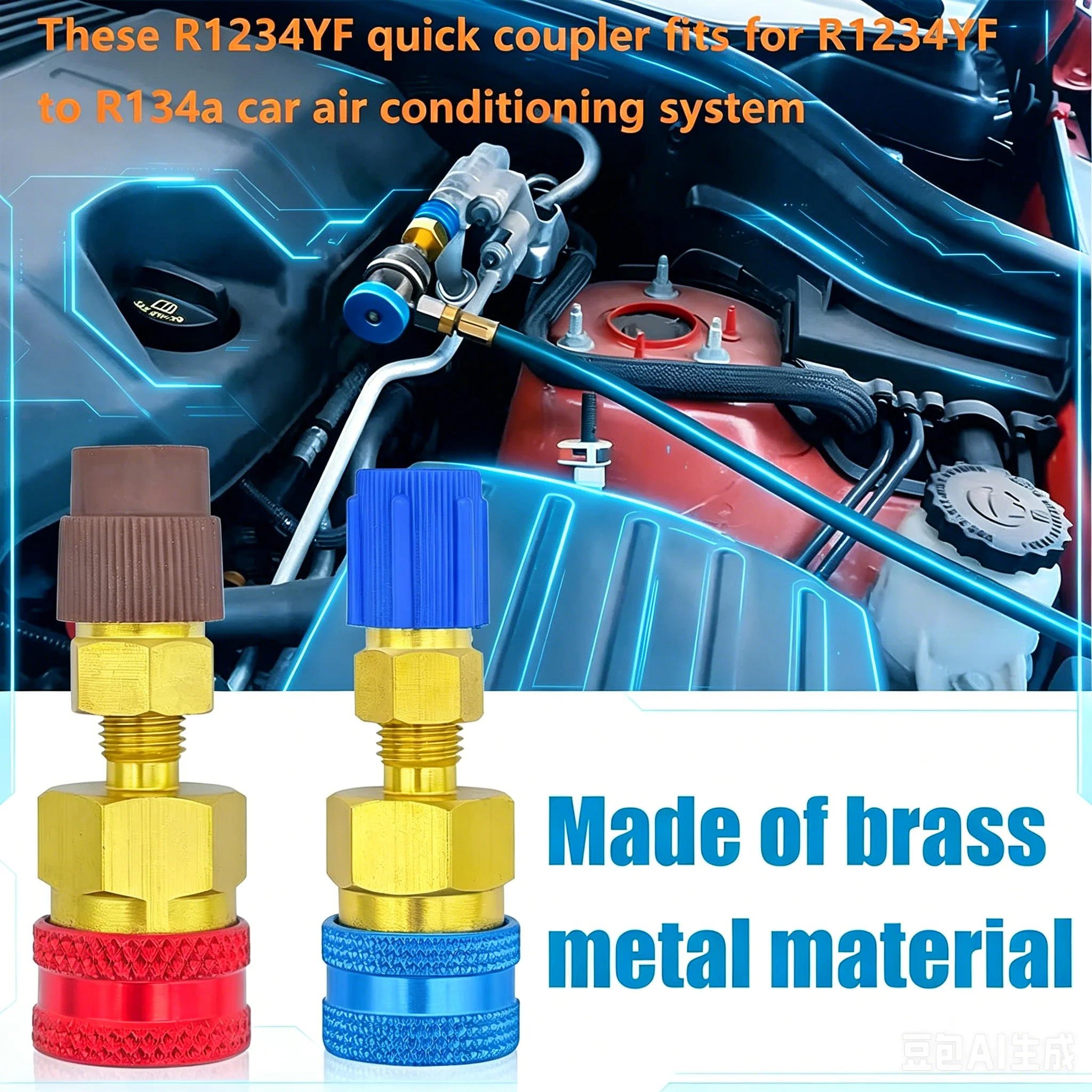 2PCS Air Conditioner Quick Fluoride High Low Pressure Connector R1234YF/R12 to R134A Quick Adapters Car Airconditioning Fitting