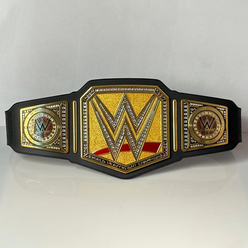 WWE World Heavyweight Champion Golden Belt Replica Diamond Embedded Collectible Ornament Action Figure Toy for Fans