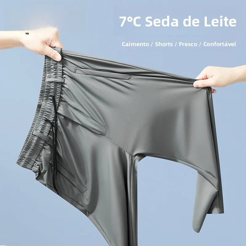 Calças Casuais Masculinas TUCANO de Verão, Finas, com Cintura Elástica, em Seda Leiteira, Sensação Gelada, Corte Solto, Compr...