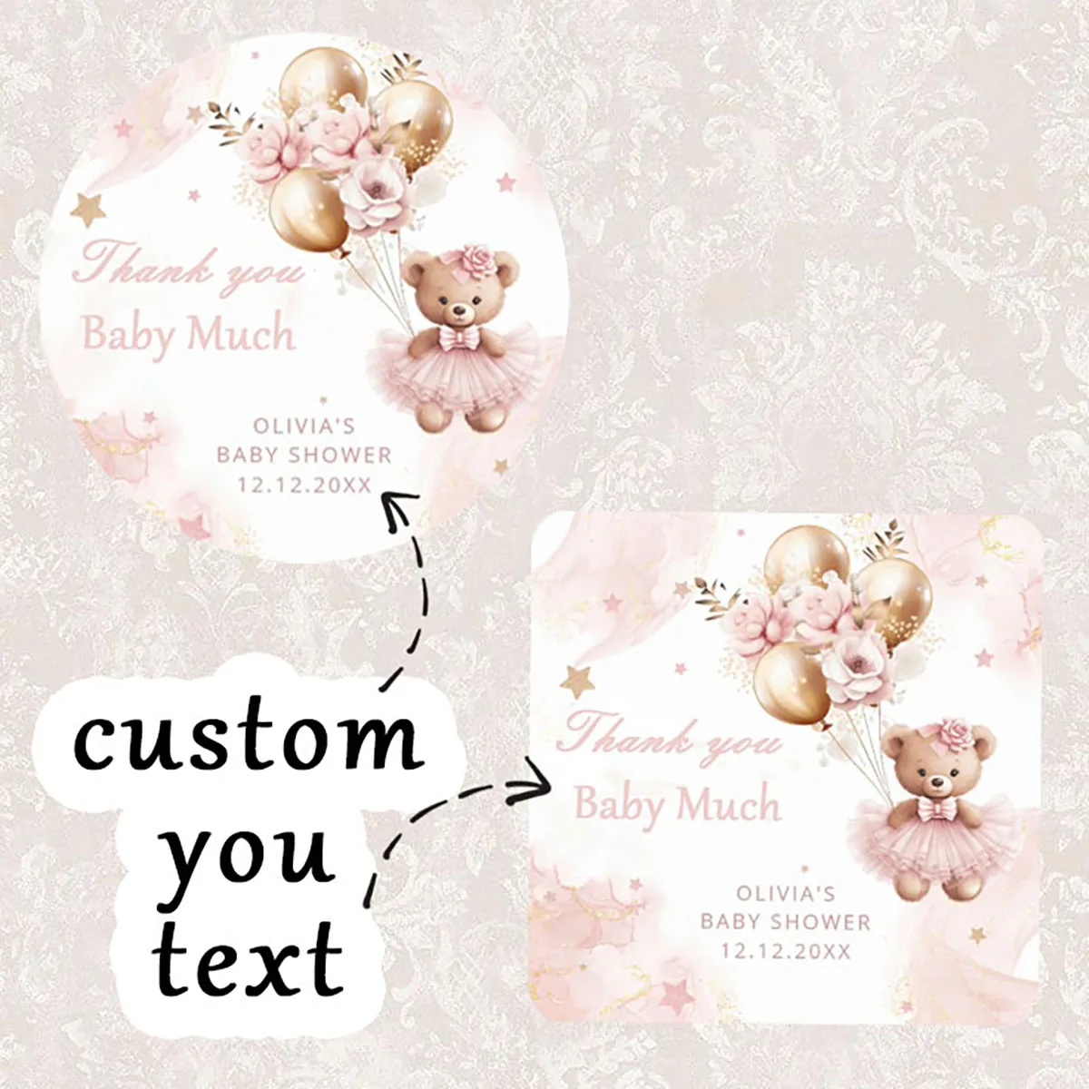 

90 шт. индивидуальные наклейки с именем и именем (подходят для крещения, вечеринок и подарочной упаковки)