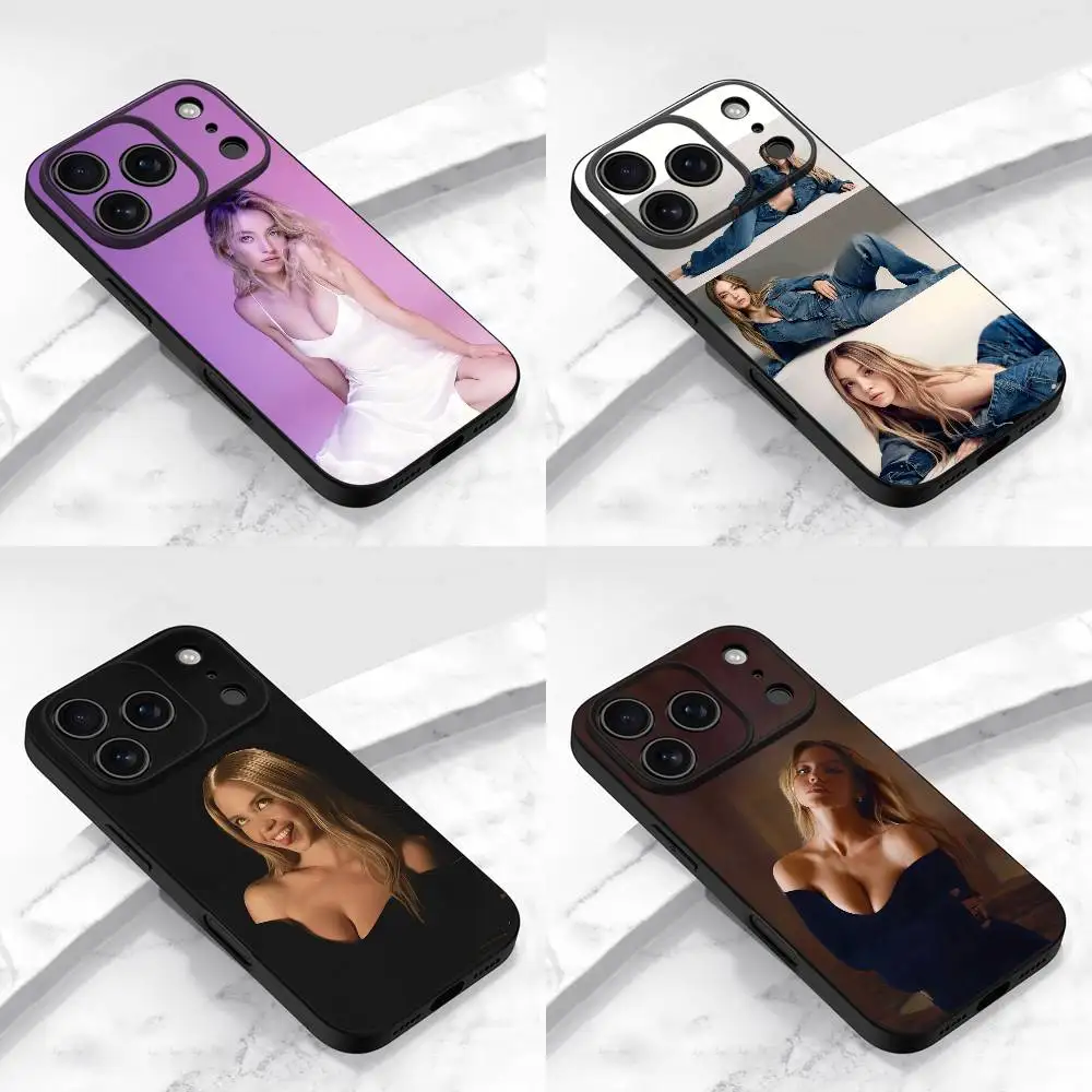 

S-Sidney Sweeney Phone Case For iPhone 17,16,15,14,13,12,11,Pro,Max,Plus,E,Air,Mini Protective Black Cover