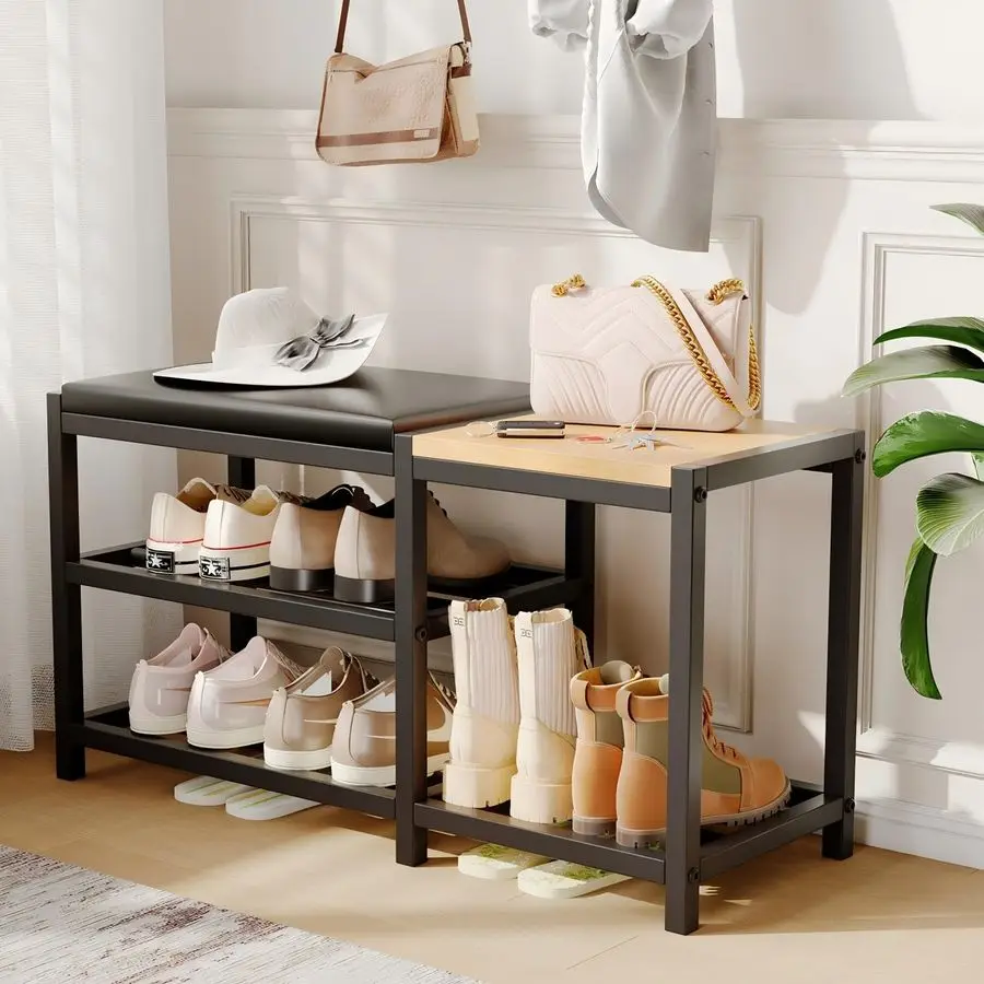 

Bench,Shoe OrganizerHolds Up to 570 lb12 x 30.7 x 17.3Inches3Tier Shoe Storage Bench,Entryway Bench with Cushioned Seats,for Sho