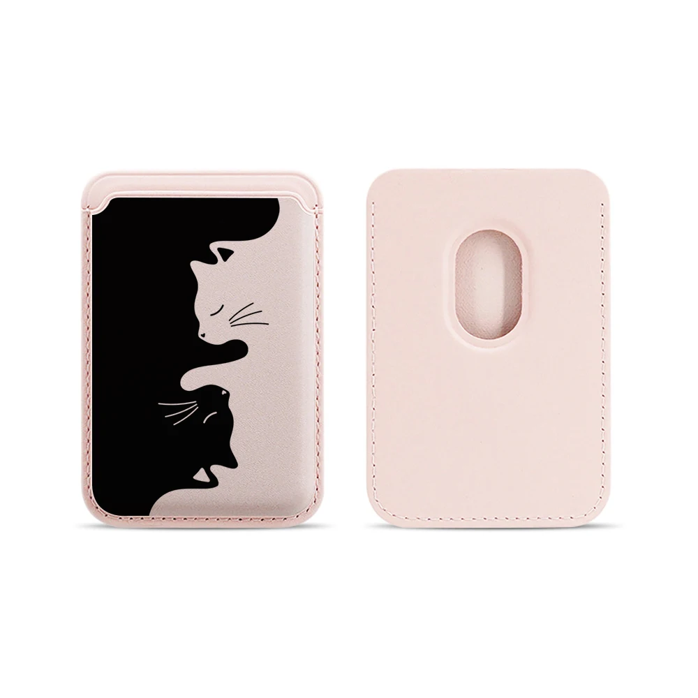 Kreative Katzen-Leder-Kartenhalterhülle für Magnetische Hüllen, Geeignet für alle iPhone Magsafe Karten-Handyrückseiten-Taschen – Detail 16