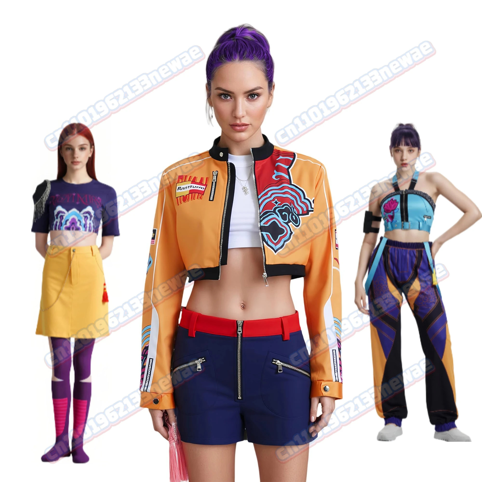 

2025 KPop Demon Hunters Anime Rumi Zoey Mira Cosplay Costume Jacket Shorts Skirt Pants Convention Halloween Christmas