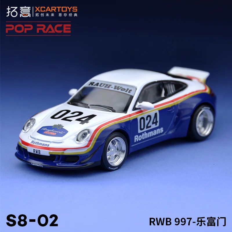 Xcartoys Poprace 1/64 RWB 997 Diecast Model Car Sports Racing Vehicle Hobby Collection Mini Gift Toys for Adults