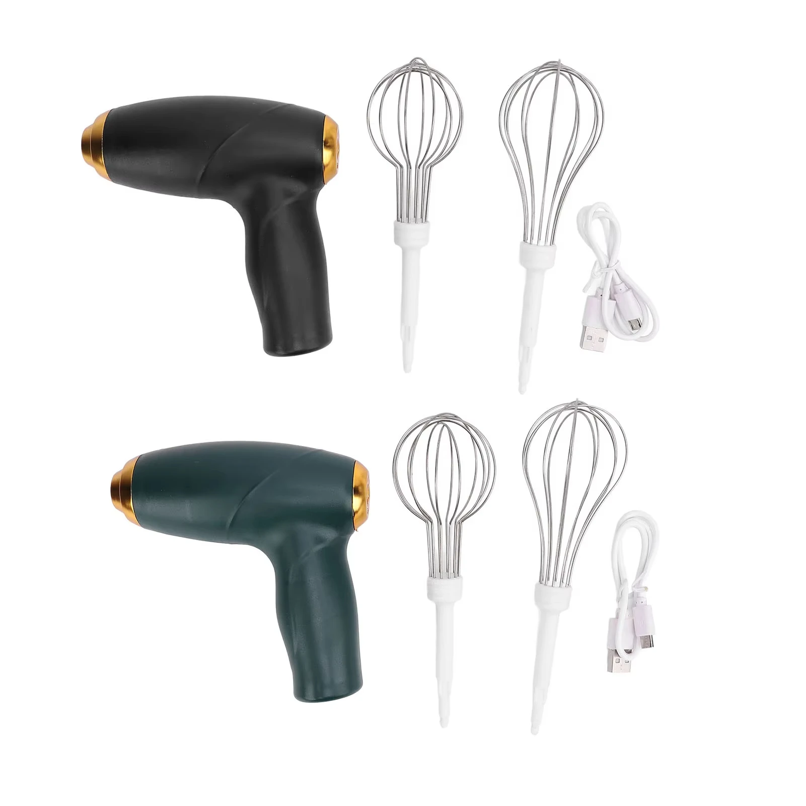 Electric Mixer, 3-Speed USB Rechargeable Electric Mixer, Electric Egg Beater, 2 Replacement Stick Cream Mixers - Kitchen Utensil