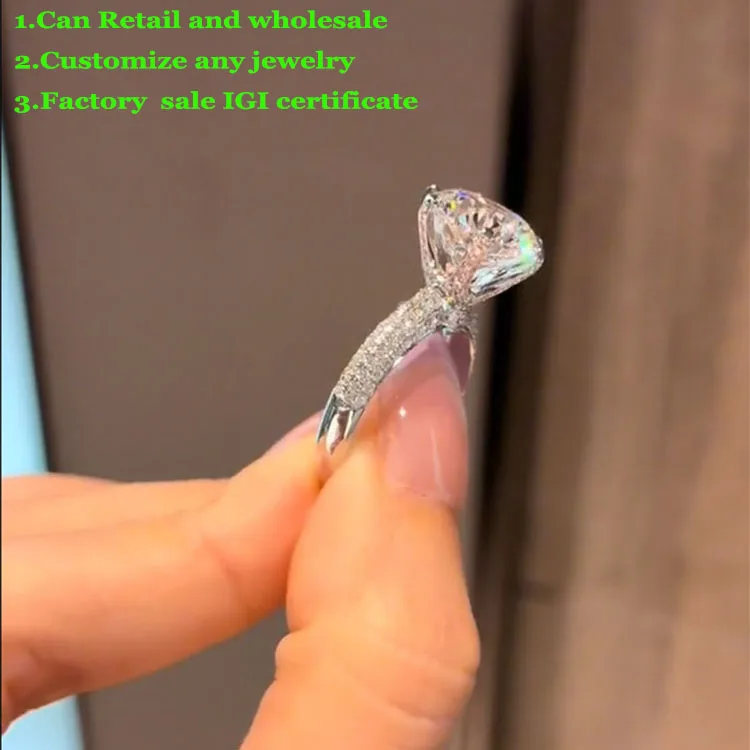 

Popular Ring Round D Color 1 2 3Ct IGI Lab Growing Diamond Ring Au585 14K White Gold Ring wedding Ring party