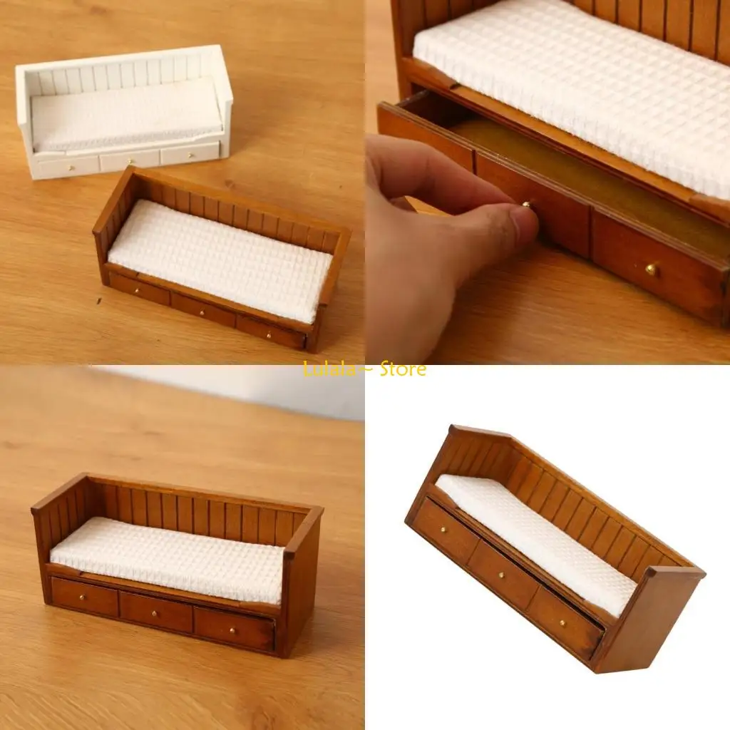 

Y4QA гостиная односпальная кровать фигурка модель реалистичная винтажная сцена из жизни кукольный дом ролевая игра мебель диван