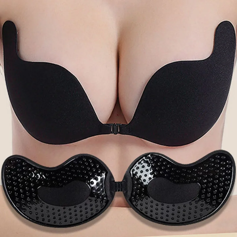 

New Invisible Push Up Bra Backless Strapless Bra Seamless Front Closure Bralette Underwear Women Self-Adhesive Silicone Sticky