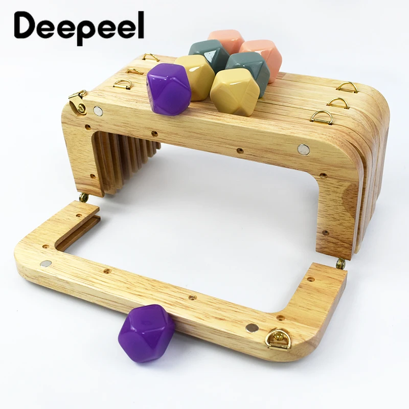 1Pc Deepeel 20*8cm Wooden Bag Handle Resin Head Purse Frames for Handbag Closure Brackets Buckle Kiss Clasp DIY Bags Accessories