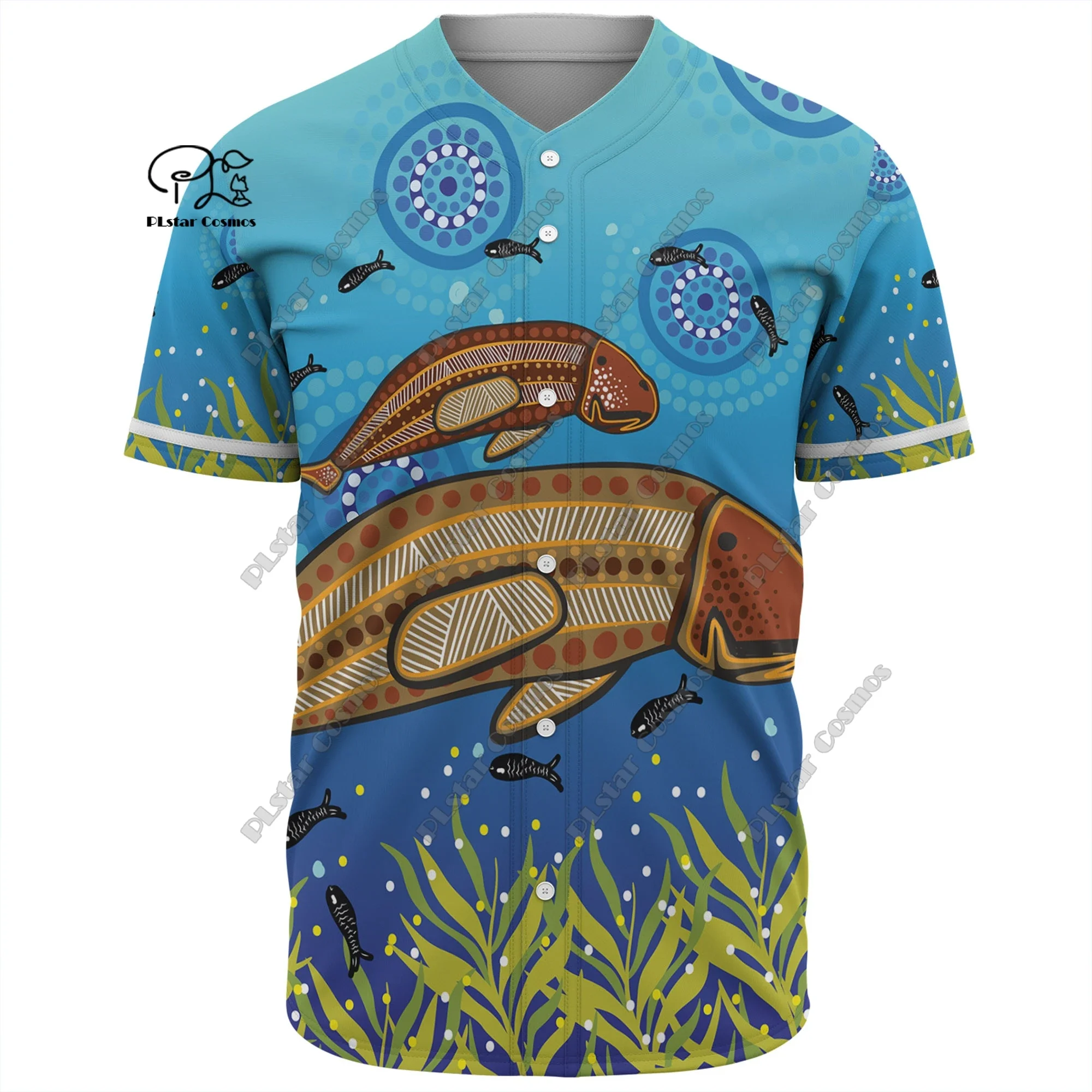 3D Printing Shirt New Australian Aboriginal Marine Life Style Art Polka Dot Daily Baseball Shirt Unisex Summer Casual