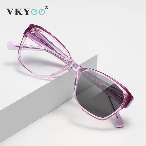 VKYEE, gafas de lectura rectangulares con montura de Color a la moda, antiluz azul, gafas fotocromáticas personalizables para miopía, prescripción LS006