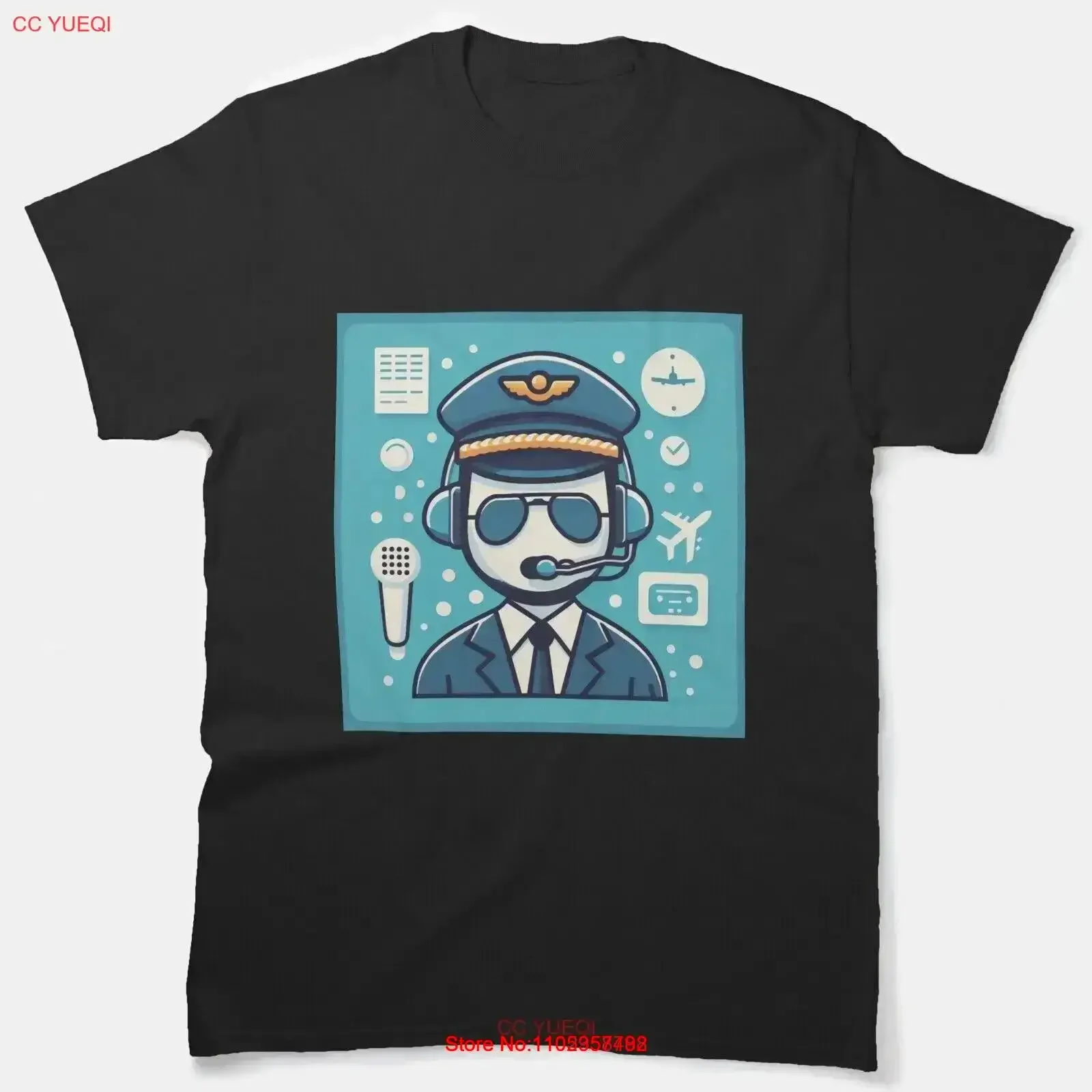 A PILOT SURROUNDED BY HIS INSIGNIA AND AERONAUTICAL EQUIPMENT CLASSIC T SHIRT vintage Washed homme Breathable Versatile