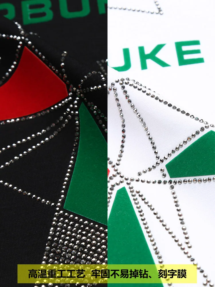 2024 Rhinestones Bear Cartoon T Shirts for Men Summer Clothes Short Sleeve Fashion Streetwear O Neck Slim T-shirts Plus Size 6XL