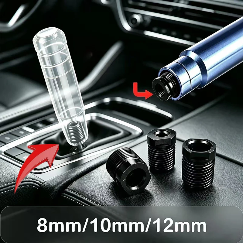 3Pcs/Set Adapter Inner Diameter 8mm,10mm,12mm Shift Knob Adapter Car Gear Stick Shifter Replacement Kits For Most Vehicle Truck