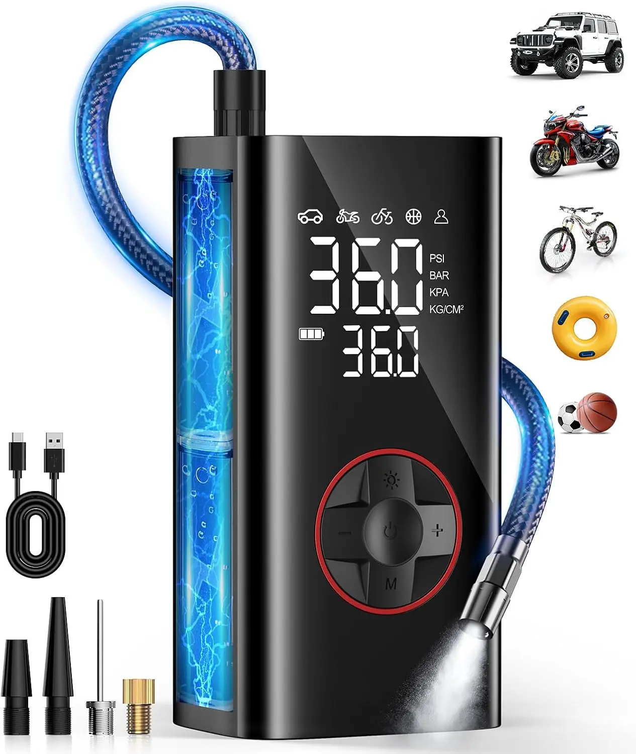 

Tire Inflator Portable Air Compressor - 150PSI Cordless Air Pump for Car Tires, Portable Tire Inflator for Cars with Pressure