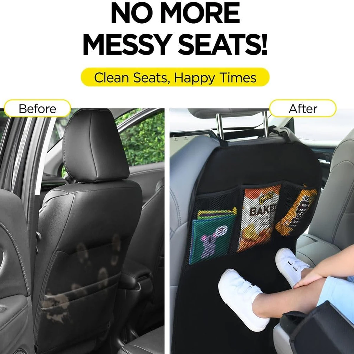 Car rear seat cover with 3 pocket storage pockets, waterproof seat protector, car seatback protector, dirt and scratch resistant image 4