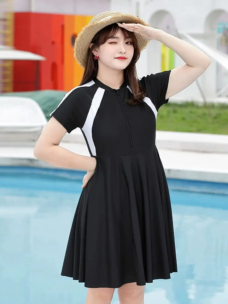 Women one piece swimsuit dress 2026 hide her belly slim solid color lace Loose hot spring swimsuit women's clothing