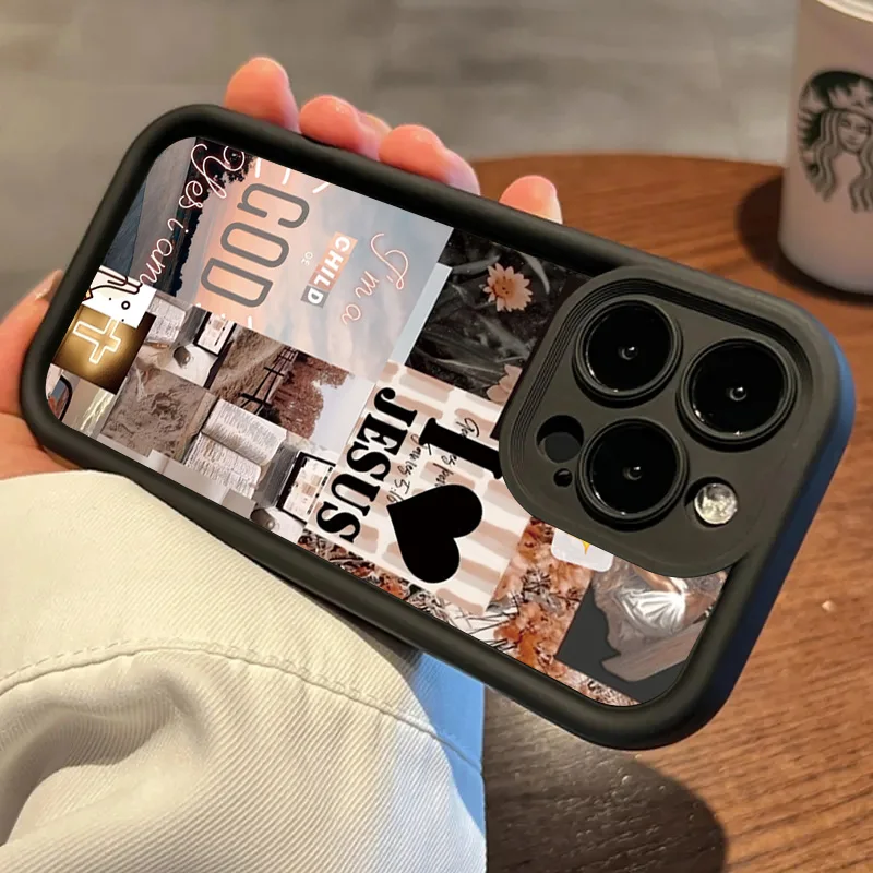 يسوع الكولاج نمط سميكة للصدمات جراب هاتف آيفون 16 برو ماكس 16 15 14 13 12 11 برو ماكس X XR XS 7 8 16 زائد SE2 غطاء #3