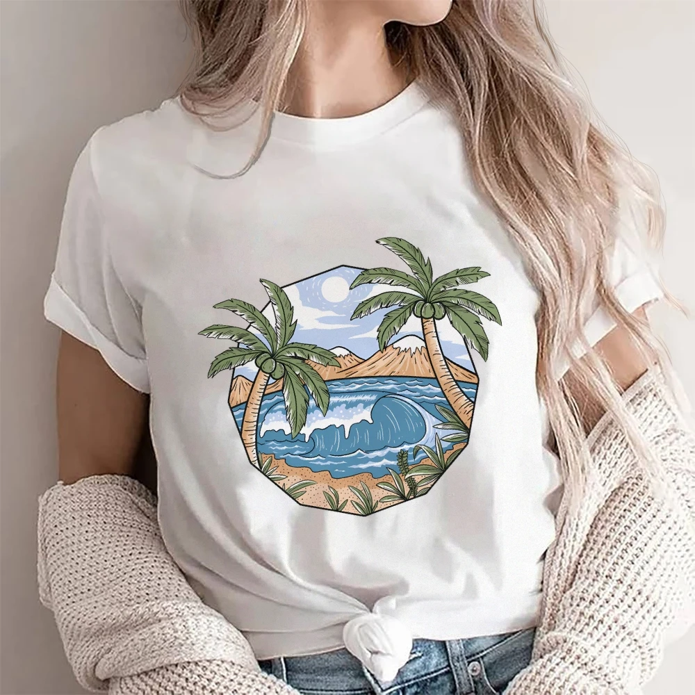 

Women’s Graphic Tee Beach Coconut Tree wave Summer Vacation T-Shirt Beers Lover Shirt Women’s Clothes Top Tees Girls Trip Shirts