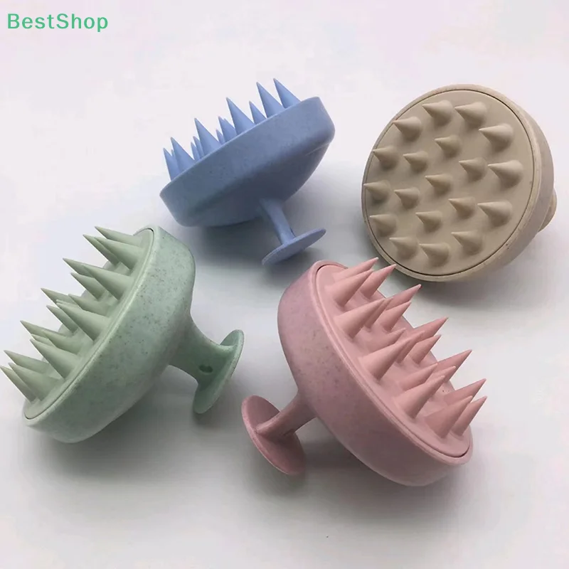 

♥Wheat Straw Silicone Shampoo Brush Scalp Massage Comb Body Massage Brush Bath Brush Salon Hairdressing Tool