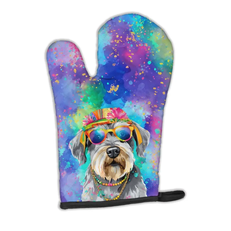 

Рукавицы для духовки шнауцера Hippie Dawg, термостойкие толстые варежки для духовки, сковороды и духовки, кухонные варежки, защита рук, приготовление пищи, выпечки