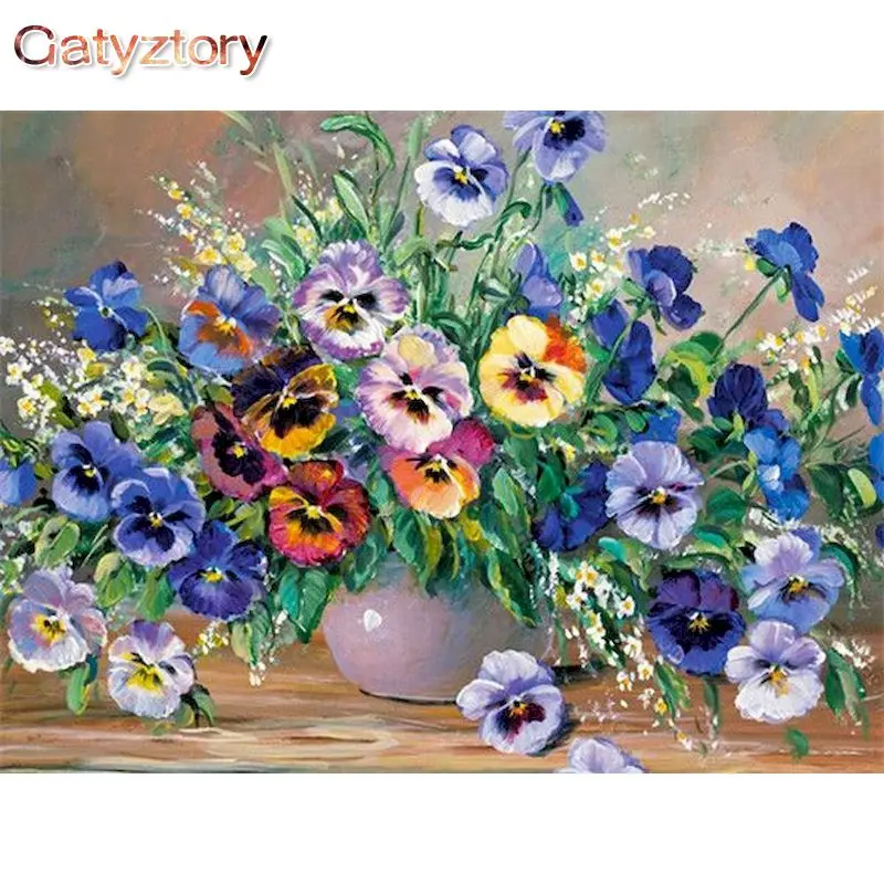 

GATYZTORY Framed Painting By Numbers 40x50cm Frame Colorful Flower Picture By Number Home Decoration Acrylic Oil Artcrafts