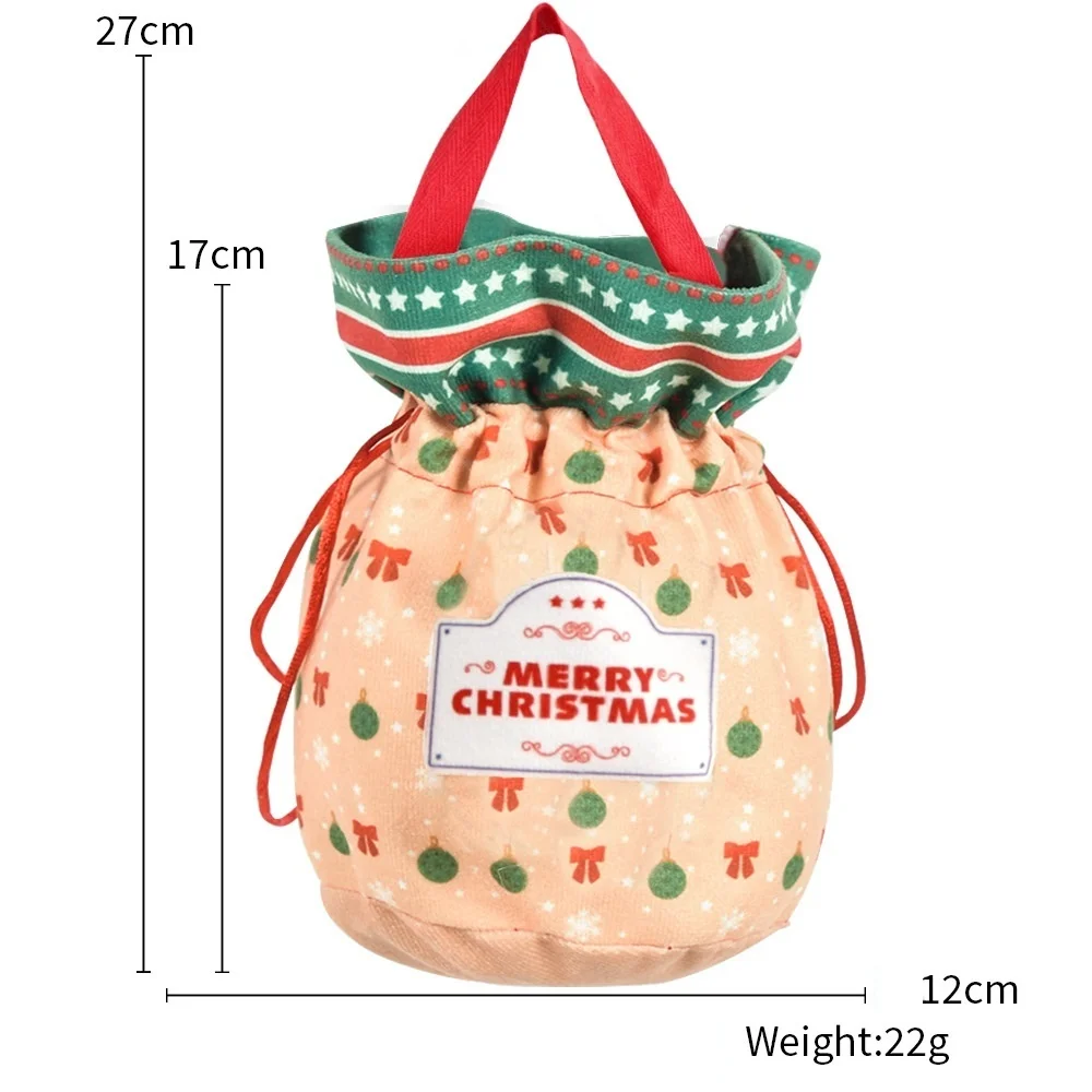 Weihnachten Neujahr Party Beutel mit Kordelzug Süßigkeiten Snack Geschenktüte mit Griff Weihnachten Handtasche Armband Schmuck Aufbewahrung Verpackung