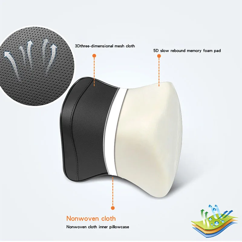 Noble Car Rest Head Support Cushion Neck Headrest Pillow Car Breathable Memory Foam Slow Rebound Guard Car Lumbar Pillow
