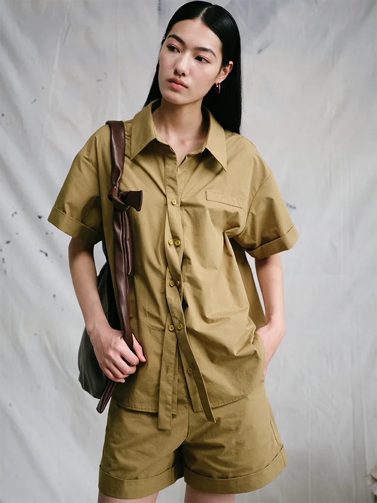 

Pure Cotton ort Pants for Women LIHAN New Sle lectual Flip orts Casual Straight Leg Pants l Waist