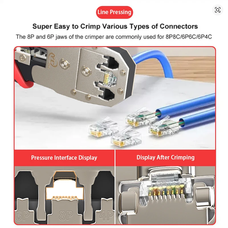 RJ45 Crimper RJ11 RJ45 Crimping Tool Ethernet Network LAN Cable Crimper Cutter Stripper Plier for 6P 8P RJ11 RJ12 RJ45