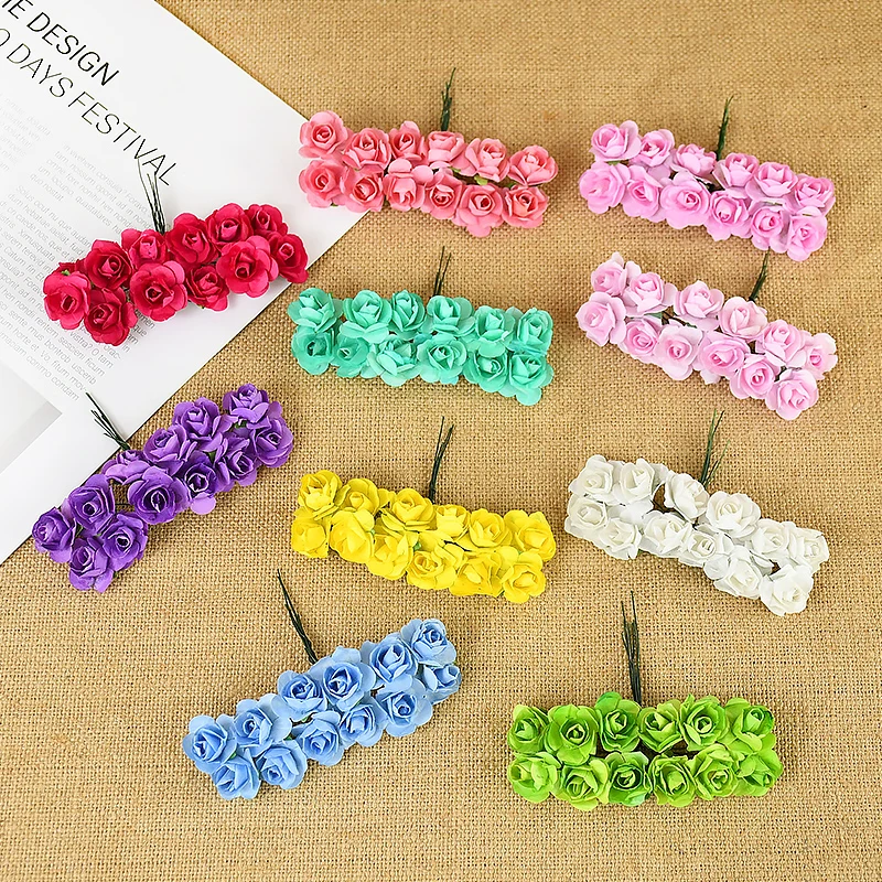 144Pcs/bag Artificial Rose Flower Bouquet Wedding Garland Decorations for Home Room Party Decortion Fake Flowers Ornaments