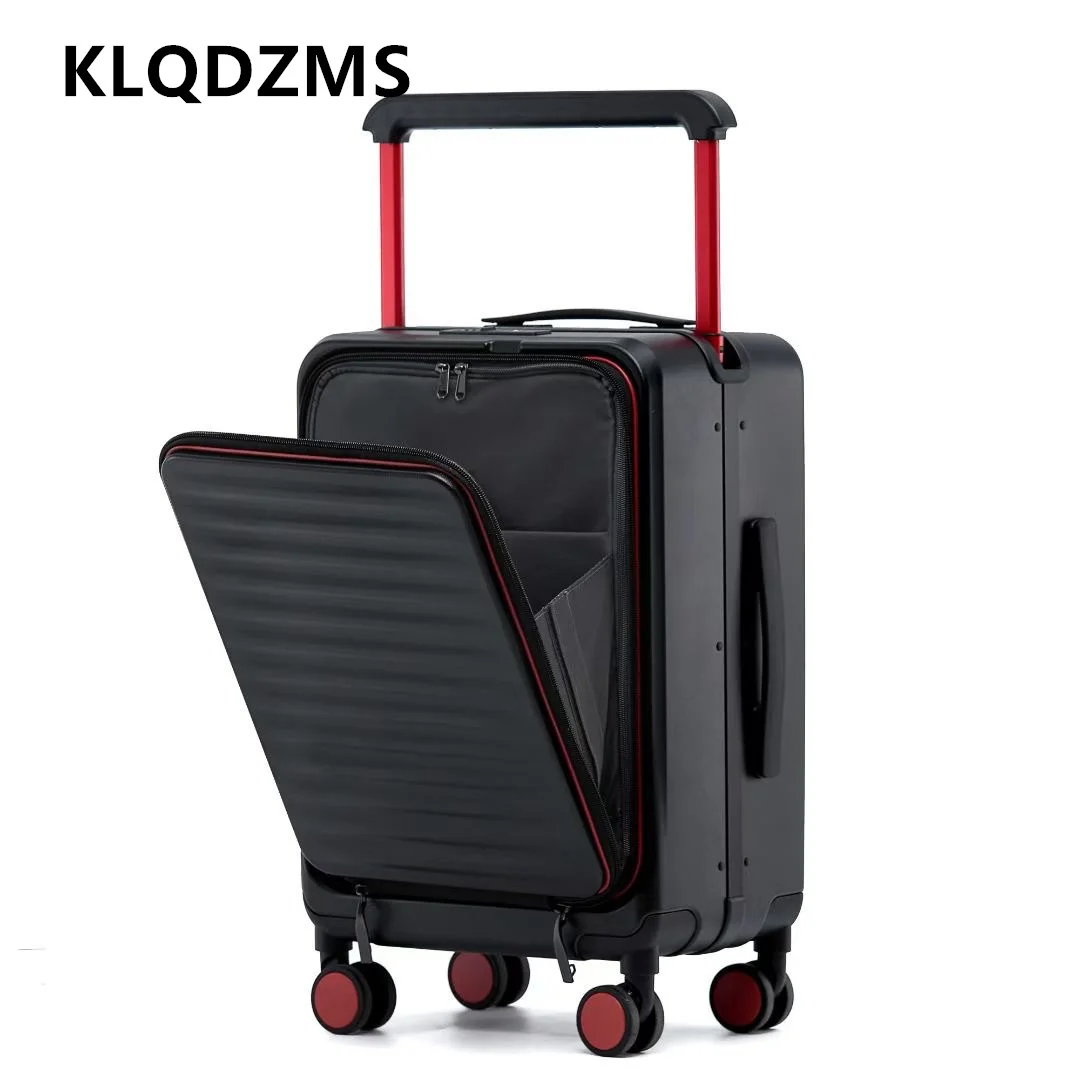 KLQDZMS Laptop Suitcase Front Opening Boarding Box USB Charging Multifunctional Trolley Case 20