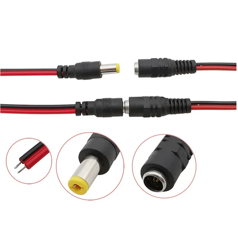 

5/10Pcs 5.5 x 2.1mm 12V DC Male Female Plug Power Pigtail Connector Cable Extension 25cm for LED Strip Light CCTV Camera