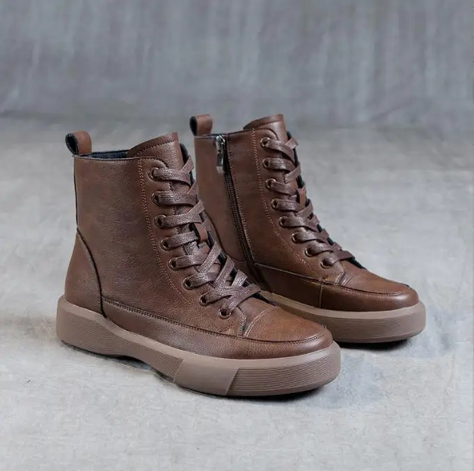 

Genuine Leather Women Outdoor Boots Women's Boots Classic Fashion British Style Riding Short Ankle Boots Size 35-42