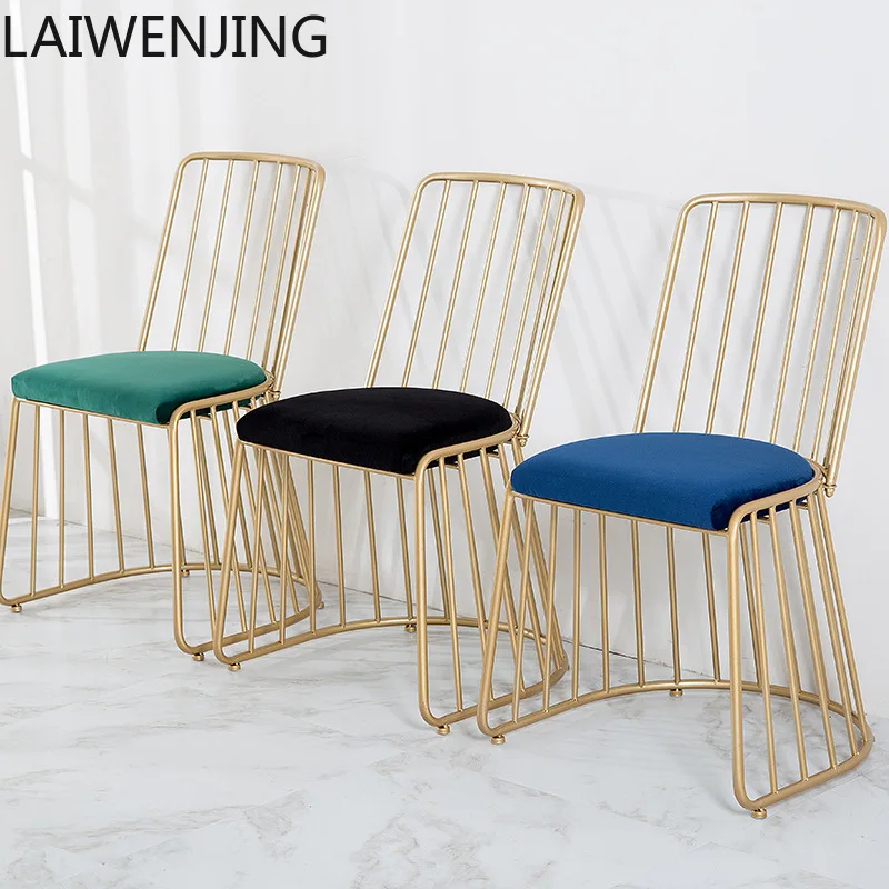 

HLZ Nordic Iron Art Gold Dining Chair Leisure Single Chair High Stool