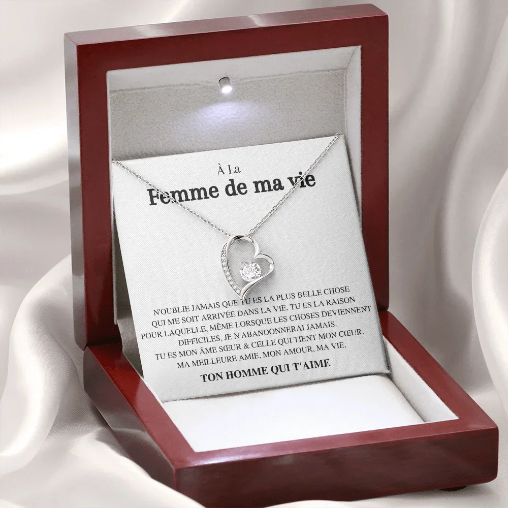 French Love Heart Necklace For Wife Gifts Women Valentine\'s Day Birthday Christmas Gift For My Wife Fashion Jewelry With Box