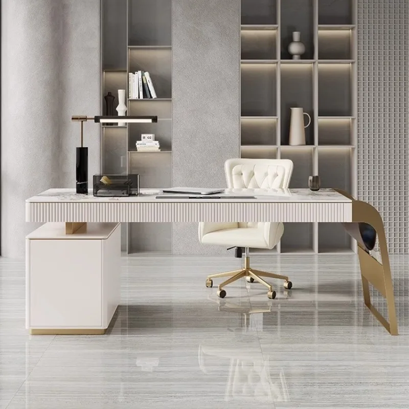 Slate countertop desk Designer desk Light luxury computer desk Modern simple beauty Medical beauty consultation table and chairs